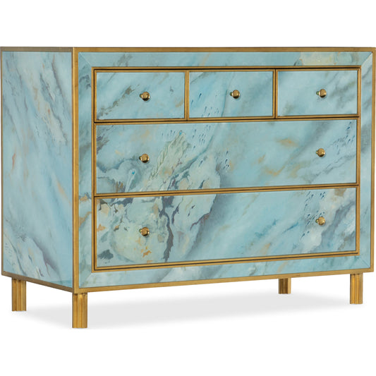 Sorrell Chest by Hooker Furniture in blue motif. Made from glass in a eclectic & global style.