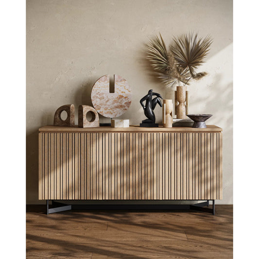 Anu Marble Disc by Currey and Company in natural, black. Made from stone, iron in a modern style.