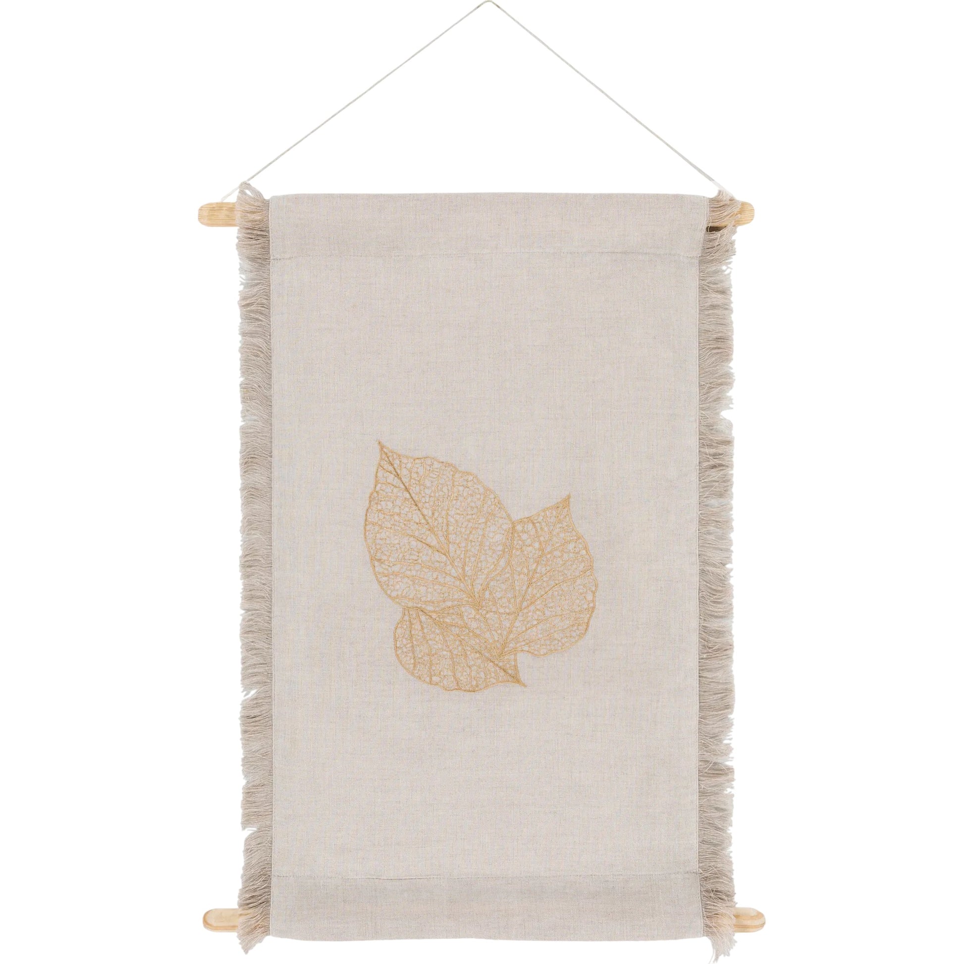 Leaf Wall Hanging - 22197 by Surya in oatmeal, wheat. Made from 55% cotton, 45% linen, 100% wood in a cottage & farmhouse style.
