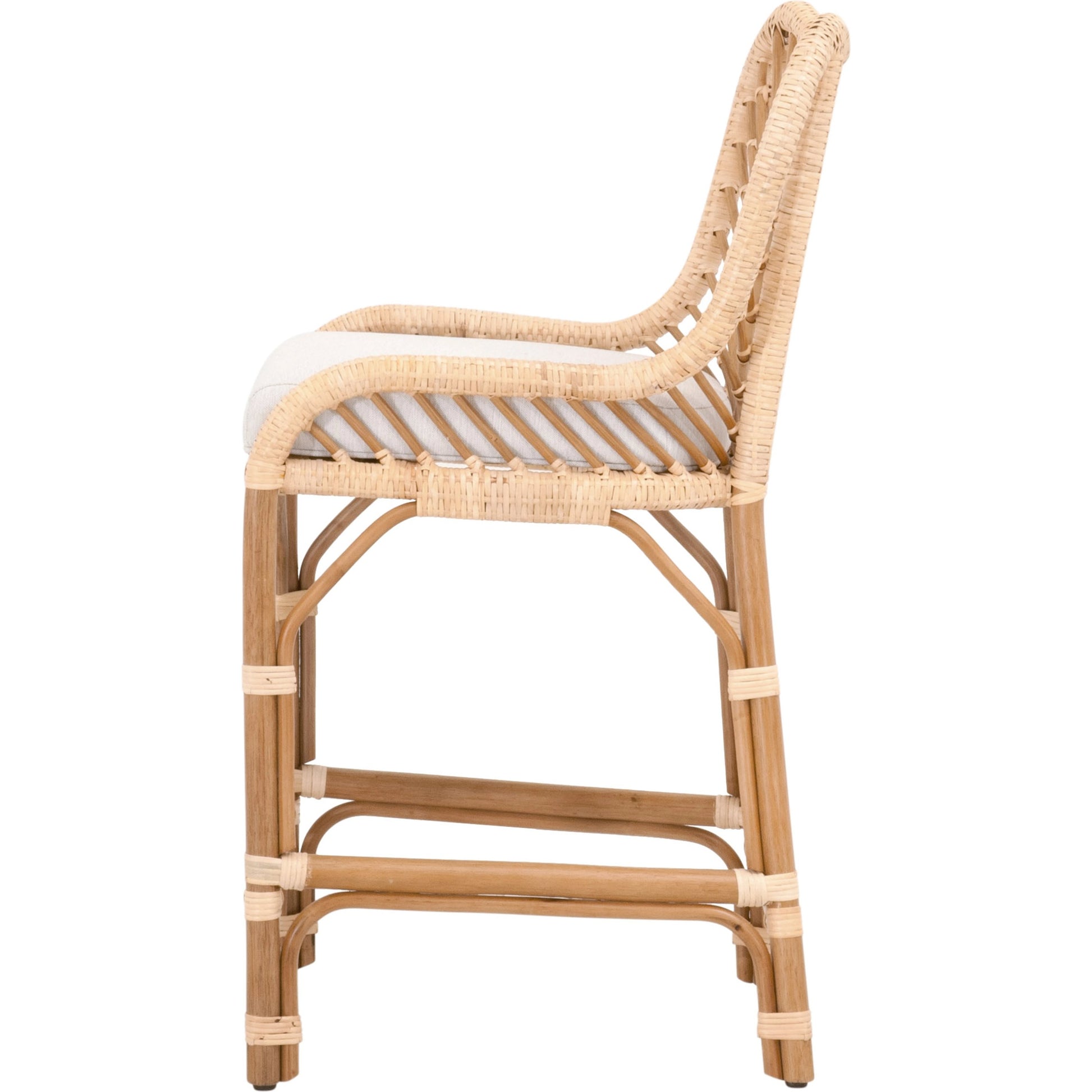 Laguna Counter Stool by Essentials For Living in white. Made from polyethylene, 100% olefin fabric, foam in a coastal style.