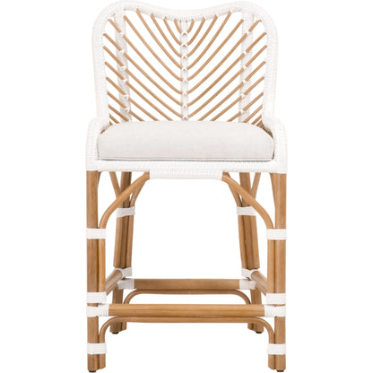 Laguna Counter Stool by Essentials For Living in white. Made from polyethylene, 100% olefin fabric, foam in a coastal style.