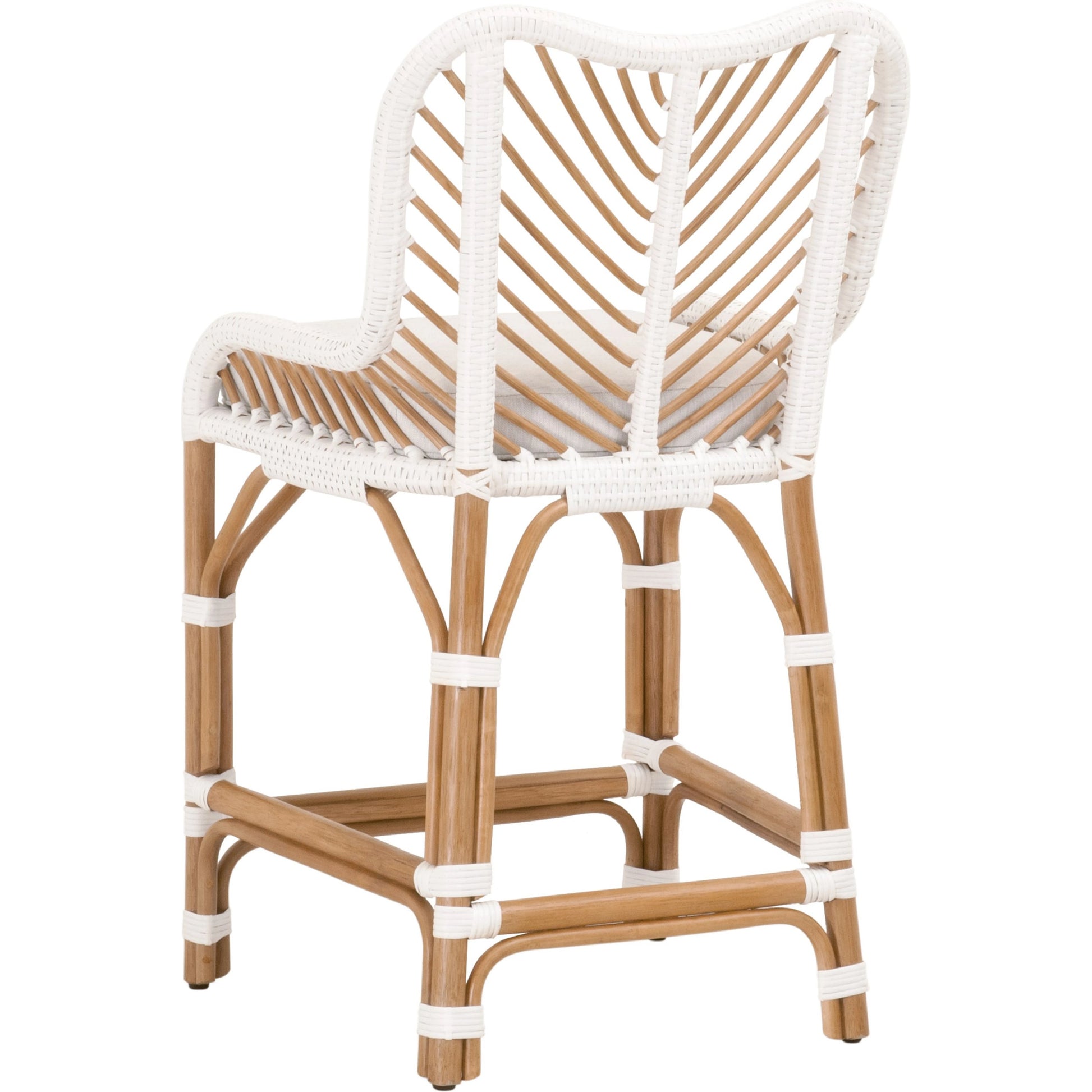 Laguna Counter Stool by Essentials For Living in white. Made from polyethylene, 100% olefin fabric, foam in a coastal style.