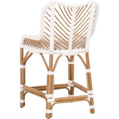 Laguna Counter Stool by Essentials For Living in white. Made from polyethylene, 100% olefin fabric, foam in a coastal style.