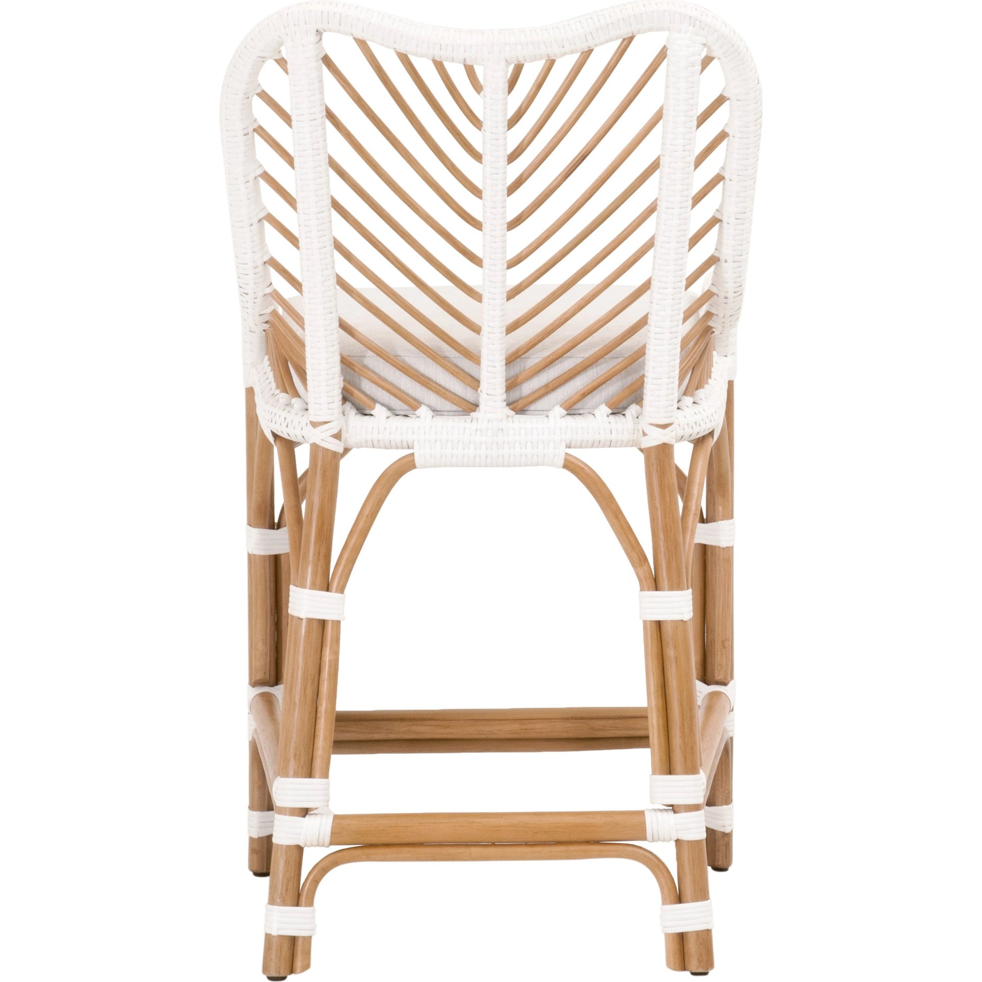 Laguna Counter Stool by Essentials For Living in white. Made from polyethylene, 100% olefin fabric, foam in a coastal style.