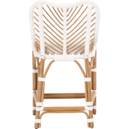 Laguna Counter Stool by Essentials For Living in white. Made from polyethylene, 100% olefin fabric, foam in a coastal style.