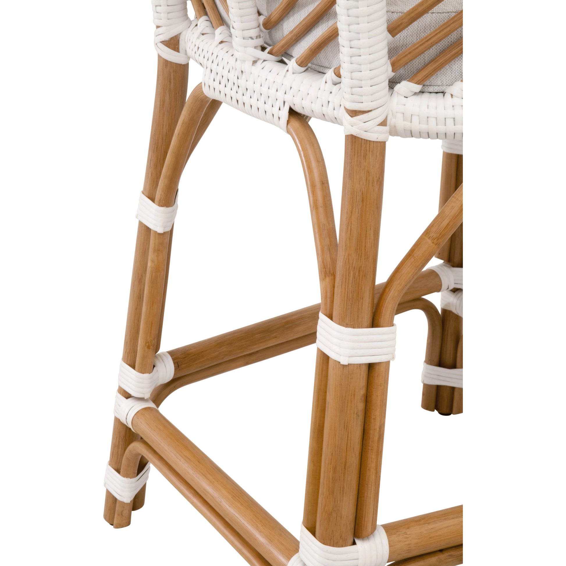 Laguna Counter Stool by Essentials For Living in white. Made from polyethylene, 100% olefin fabric, foam in a coastal style.