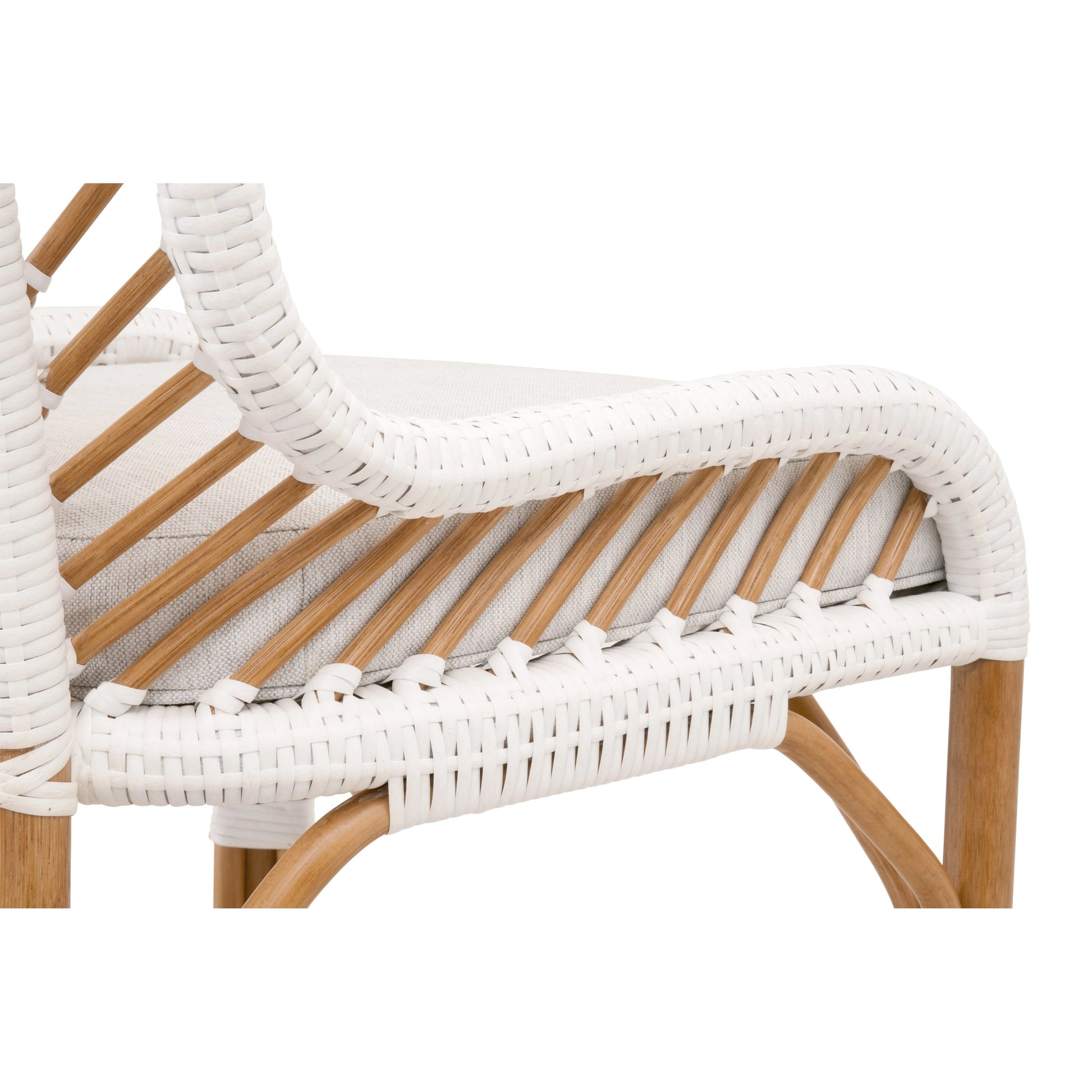 Laguna Counter Stool by Essentials For Living in white. Made from polyethylene, 100% olefin fabric, foam in a coastal style.