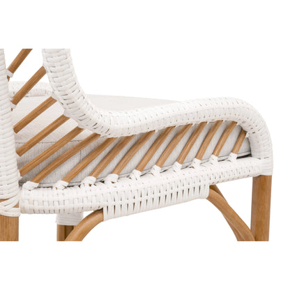 Laguna Counter Stool by Essentials For Living in white. Made from polyethylene, 100% olefin fabric, foam in a coastal style.