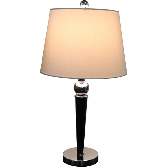 Loft Table Lamp by Pasargad Home in brown and silver. Made from chrome, wood in a transitional style.