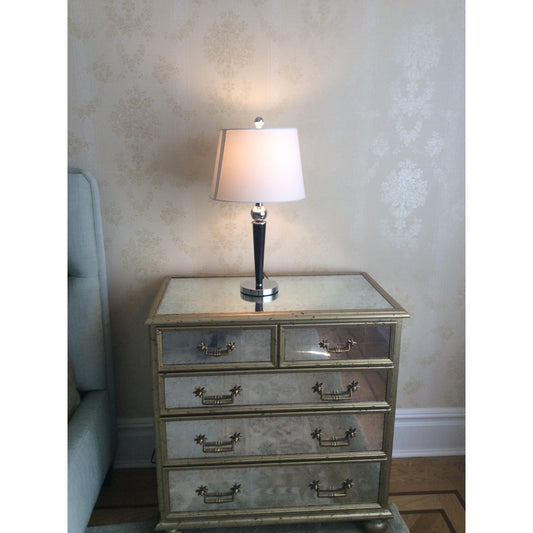 Loft Table Lamp by Pasargad Home in brown and silver. Made from chrome, wood in a transitional style.