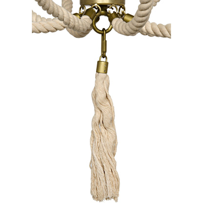 Alec Chandelier by Noir in antique brass. Made from metal, rope in a transitional style.
