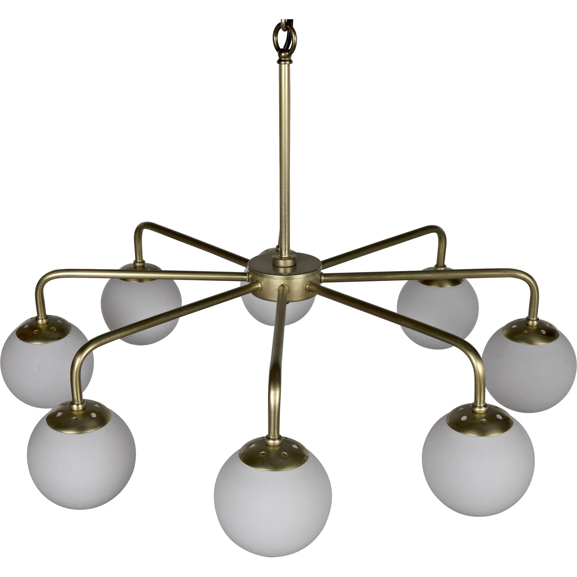Larenta Chandelier by Noir in antique brass. Made from metal, glass in a modern style.