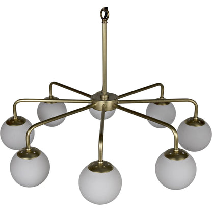 Larenta Chandelier by Noir in antique brass. Made from metal, glass in a modern style.