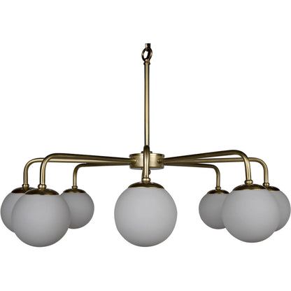 Larenta Chandelier by Noir in antique brass. Made from metal, glass in a modern style.