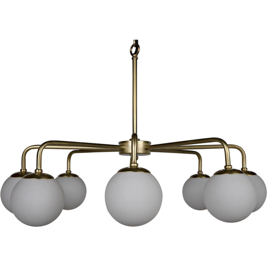 Larenta Chandelier by Noir in antique brass. Made from metal, glass in a modern style.