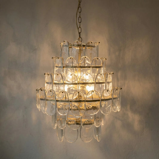 Mystic Chandelier by Noir in antique brass. Made from glass, metal in a transitional style.