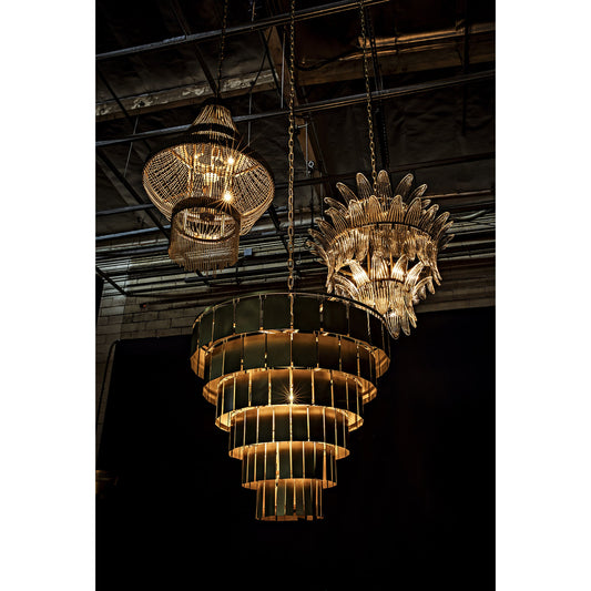King Chandelier by Noir in antique brass. Made from metal, glass in a modern style.