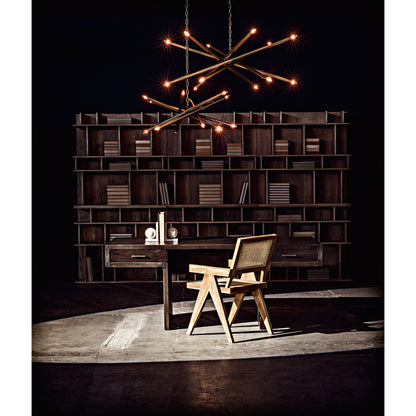 Ikram Chandelier by Noir in antique brass. Made from metal in a modern style.