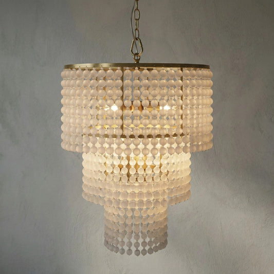 Fatima Chandelier by Noir in antique brass. Made from metal, glass in a traditional style.