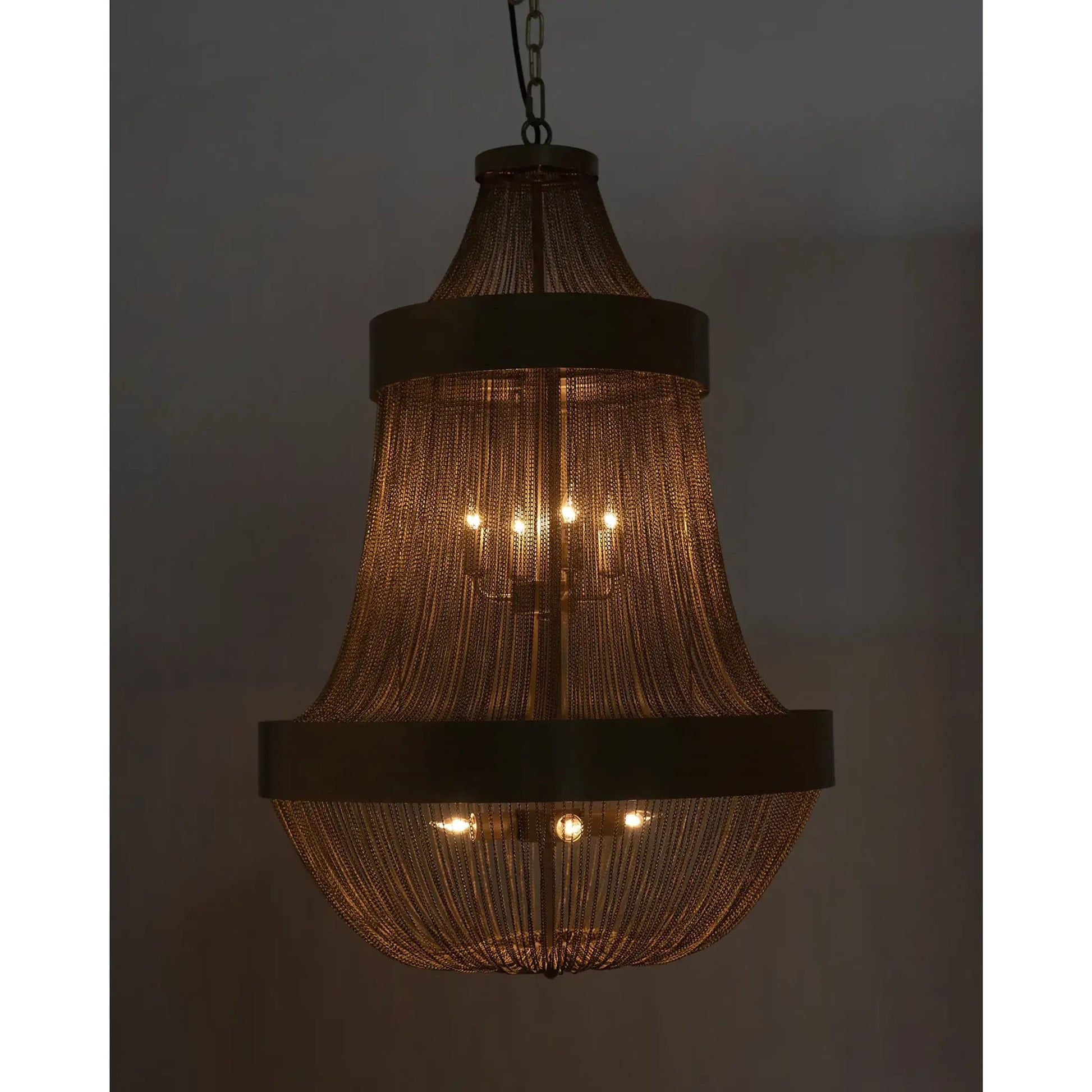 Pavilion Chandelier by Noir in antique brass. Made from metal in a traditional style.