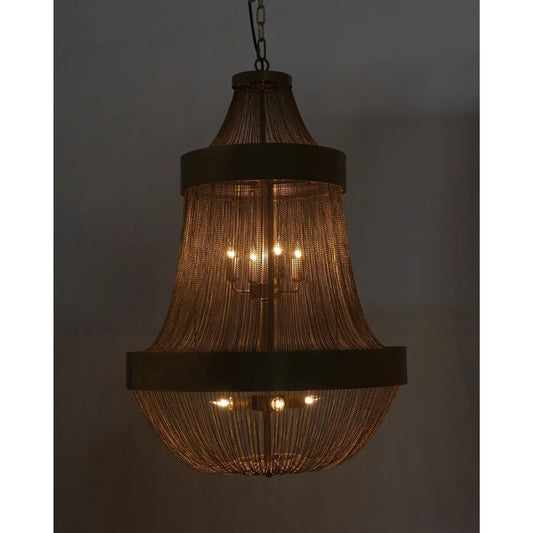 Pavilion Chandelier by Noir in antique brass. Made from metal in a traditional style.