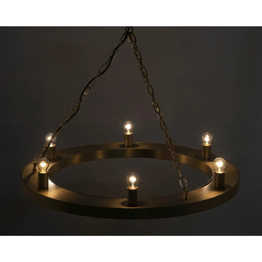 Ciro Chandelier by Noir in antique brass. Made from metal in a transitional style.