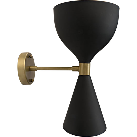 Aegeon Sconce by Noir in matte black. Made from metal in a modern style.