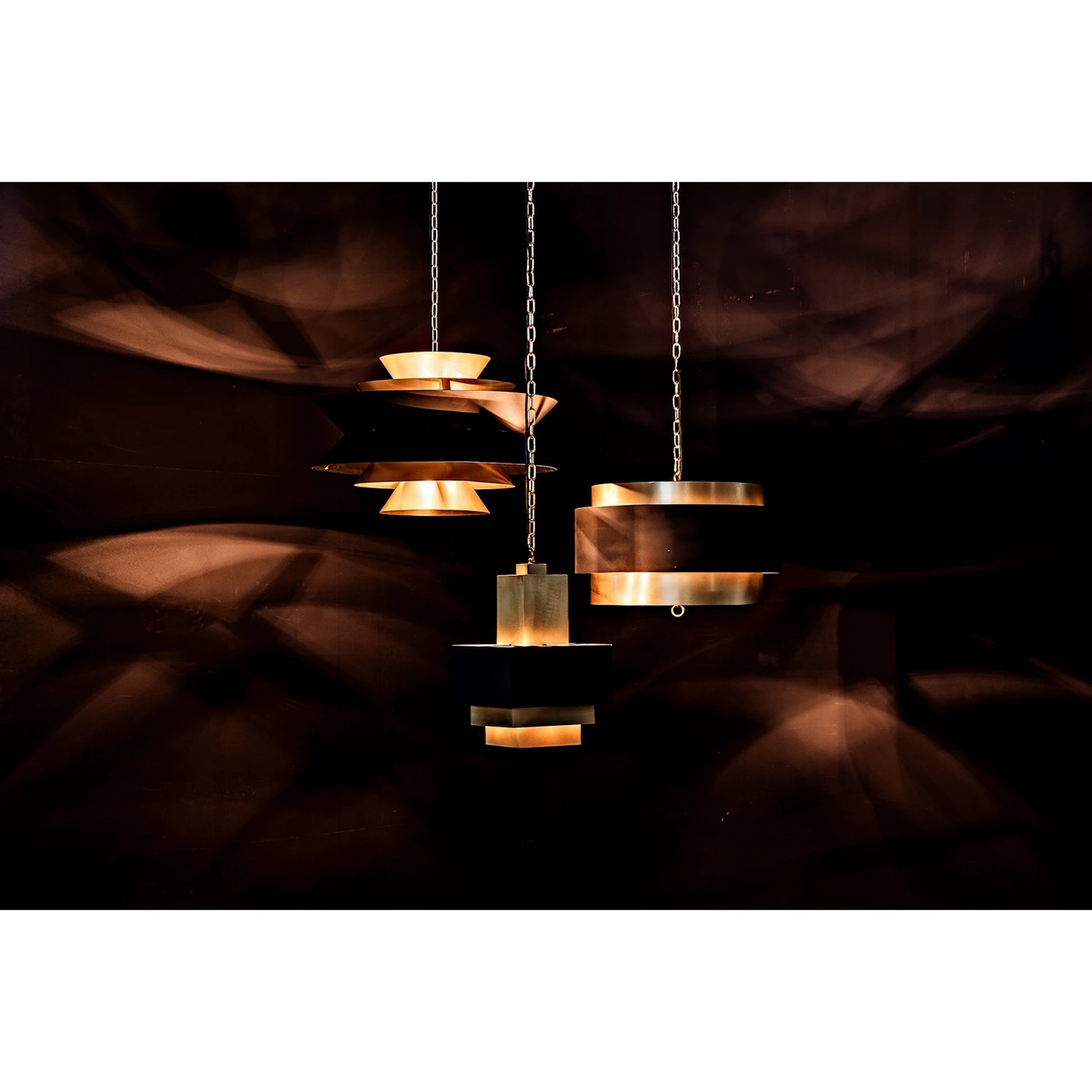 Orion Pendant by Noir in black metal, brass. Made from metal in a modern style.