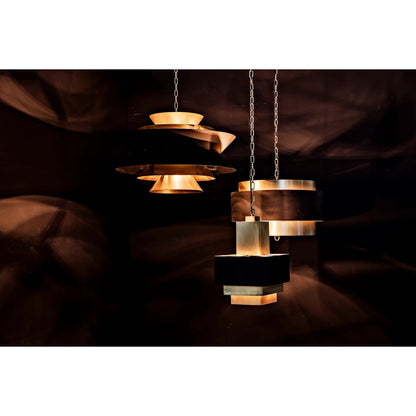 Orion Pendant by Noir in black metal, brass. Made from metal in a modern style.