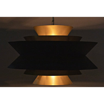 Orion Pendant by Noir in black metal, brass. Made from metal in a modern style.