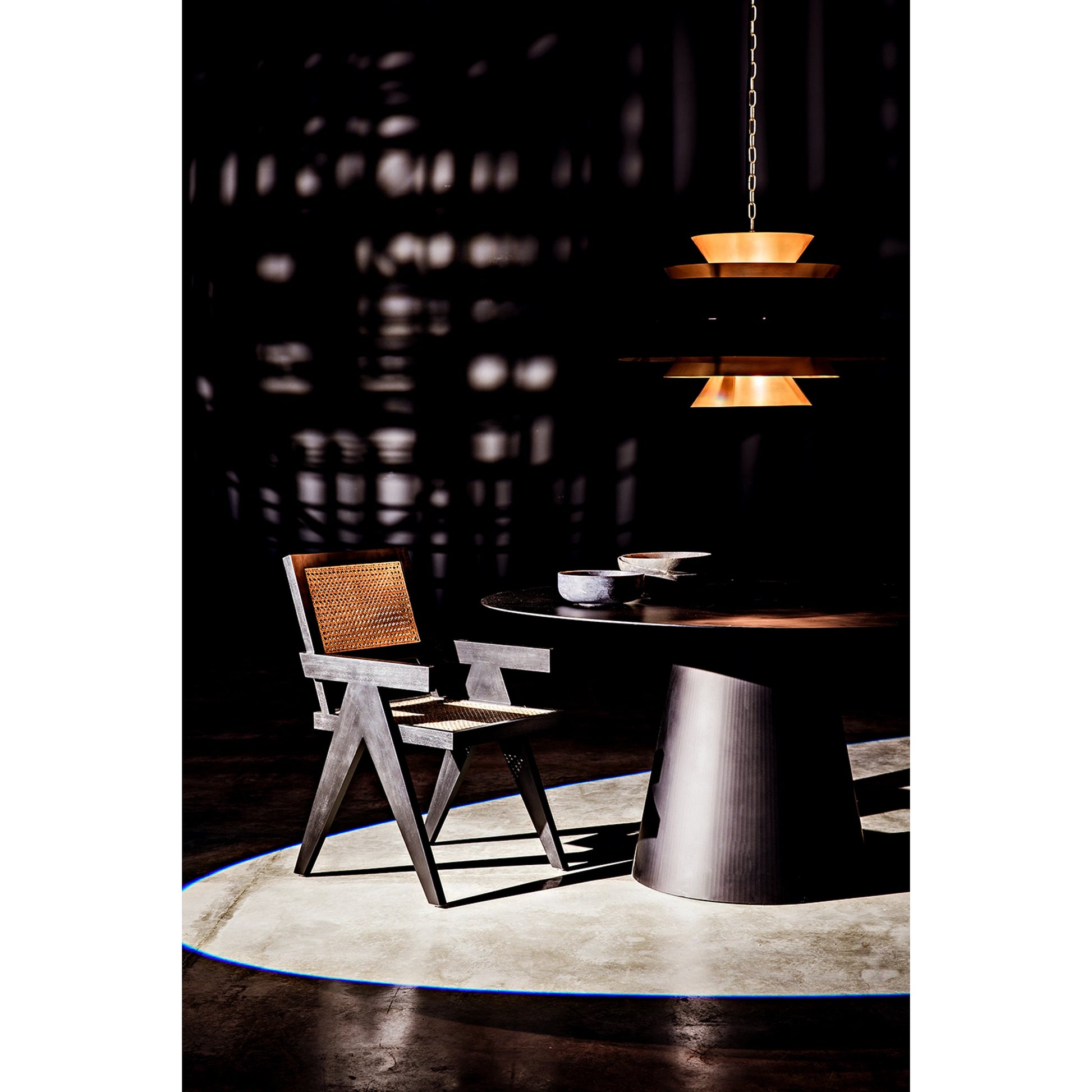 Orion Pendant by Noir in black metal, brass. Made from metal in a modern style.