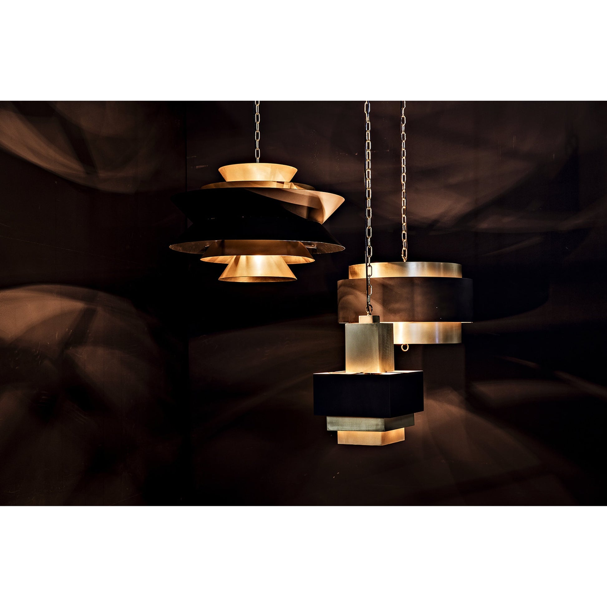 Orion Pendant by Noir in black metal, brass. Made from metal in a modern style.