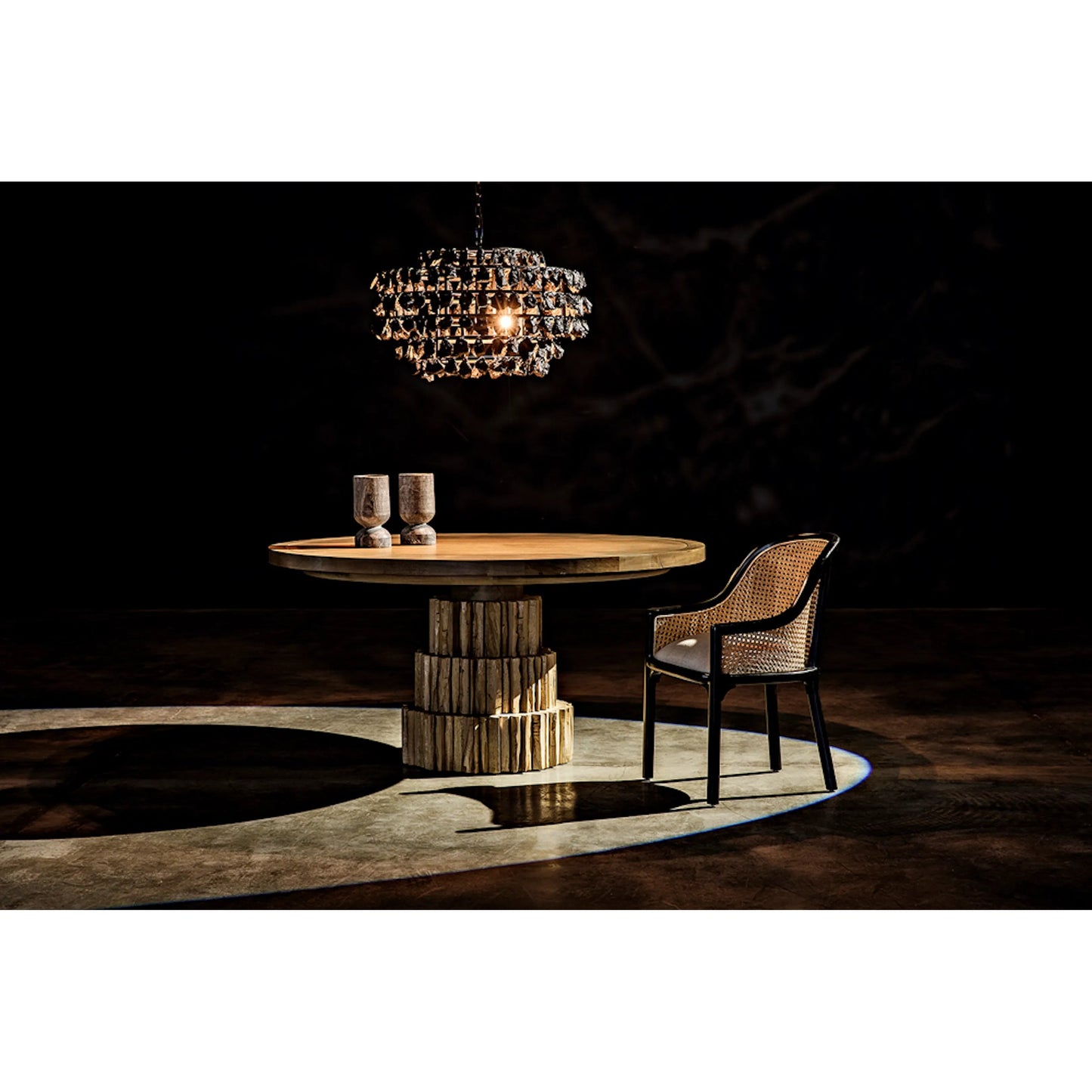 005 SI-1755567 | Lifestyle | Vulcan Chandelier by Noir in black. Made from metal, rocks in a modern style.