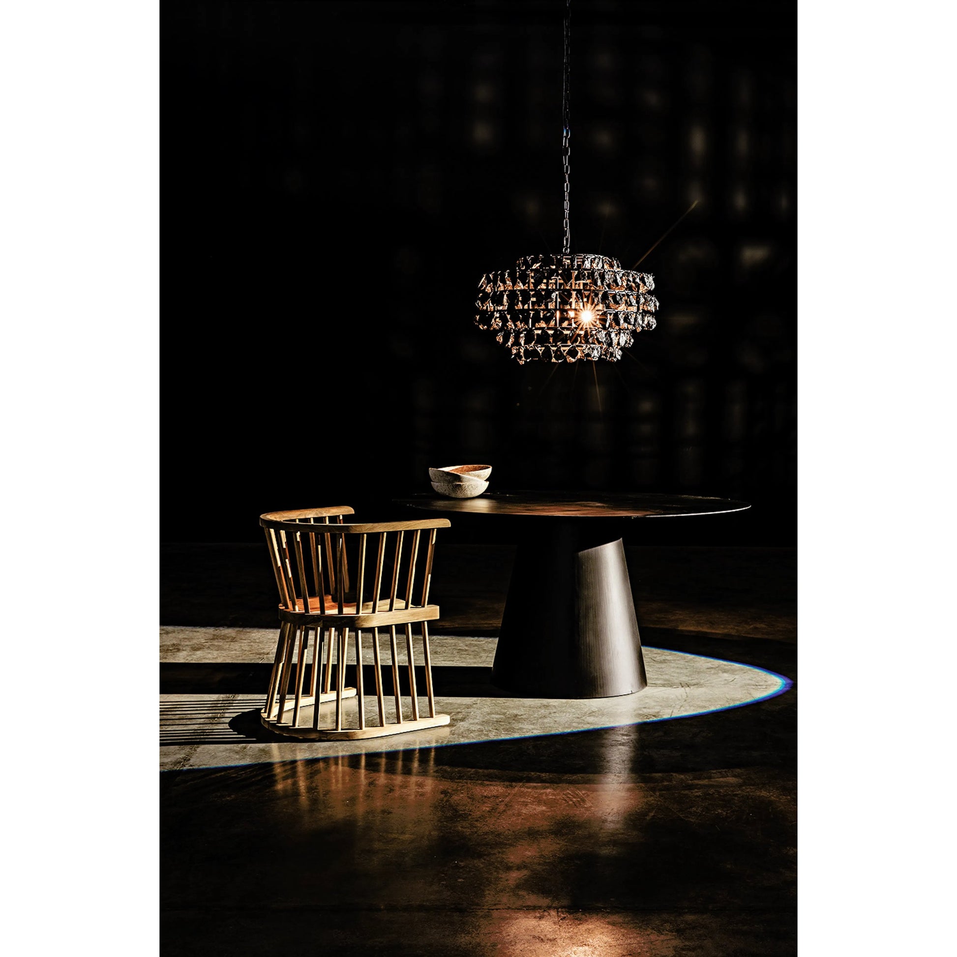 Vulcan Chandelier by Noir in black. Made from metal, rocks in a modern style.