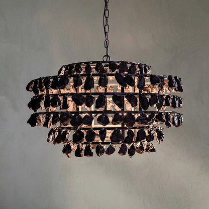 Vulcan Chandelier by Noir in black. Made from metal, rocks in a modern style.