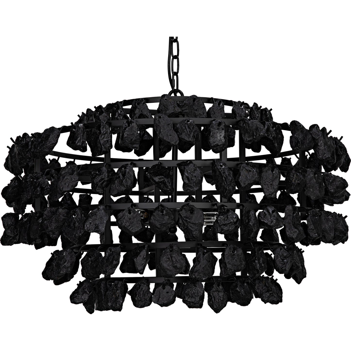 001 SI-1755567 | Primary Silo | Vulcan Chandelier by Noir in black. Made from metal, rocks in a modern style.