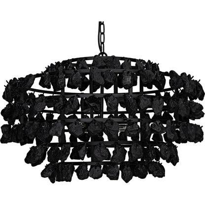 Vulcan Chandelier by Noir in black. Made from metal, rocks in a modern style.