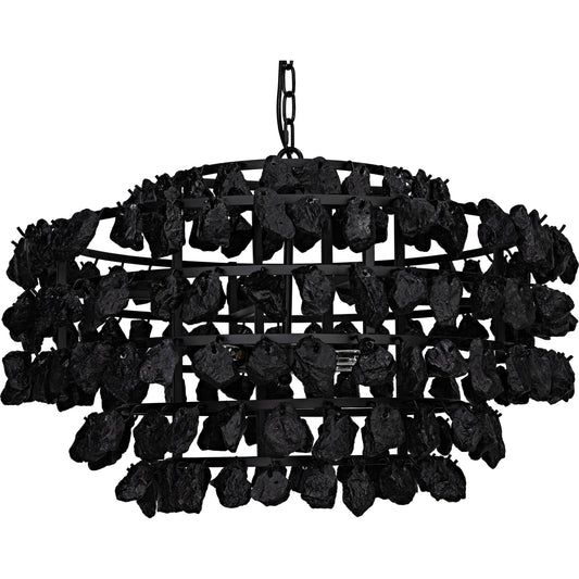 Vulcan Chandelier by Noir in black. Made from metal, rocks in a modern style.