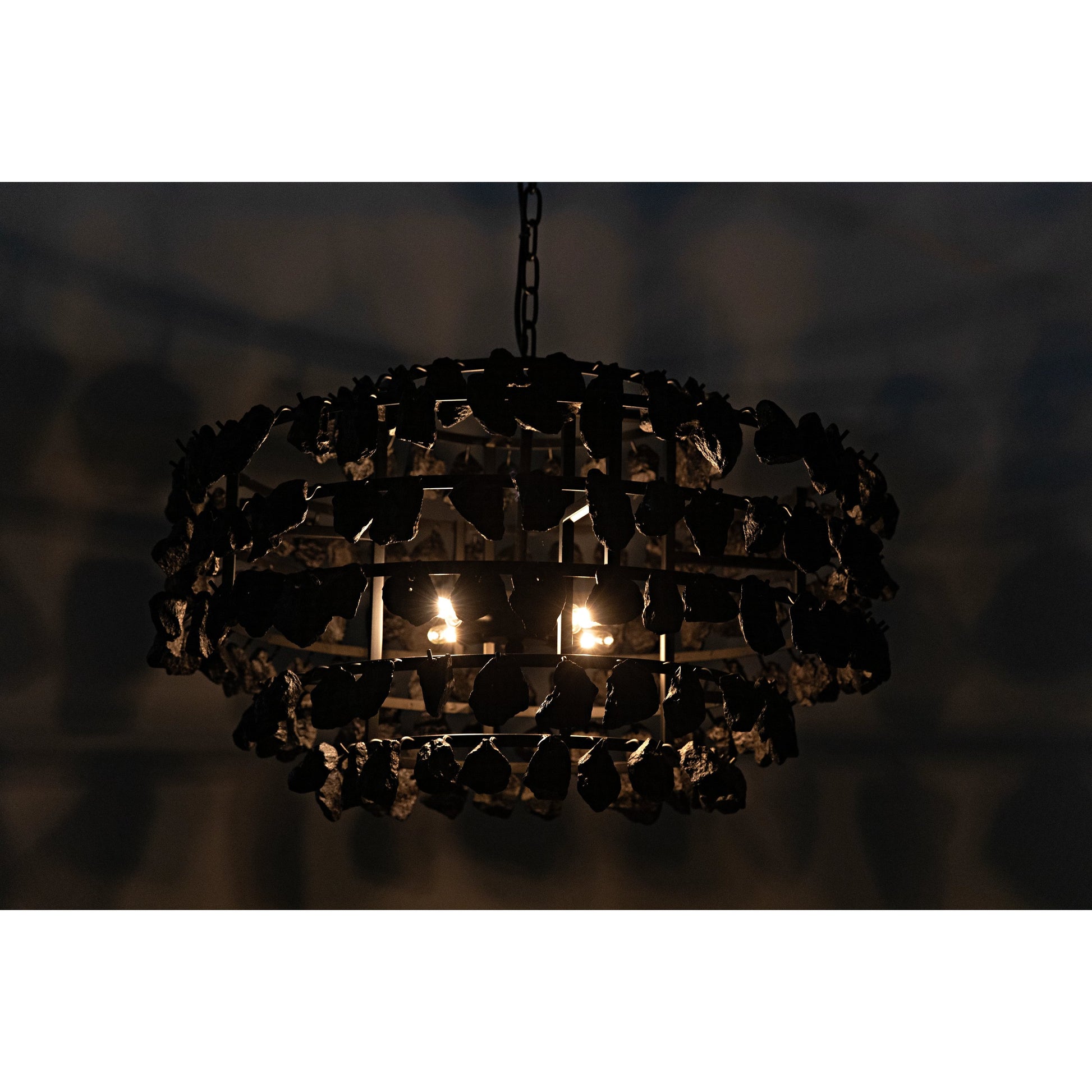 Vulcan Chandelier by Noir in black. Made from metal, rocks in a modern style.