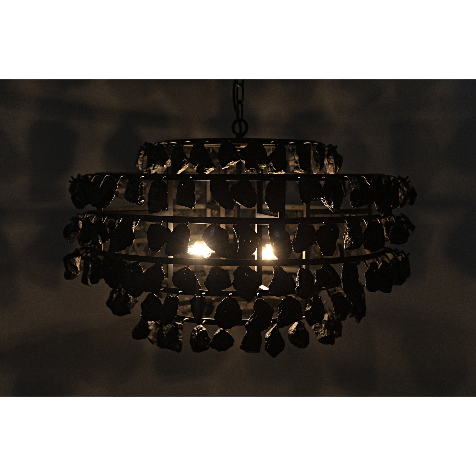 Vulcan Chandelier by Noir in black. Made from metal, rocks in a modern style.