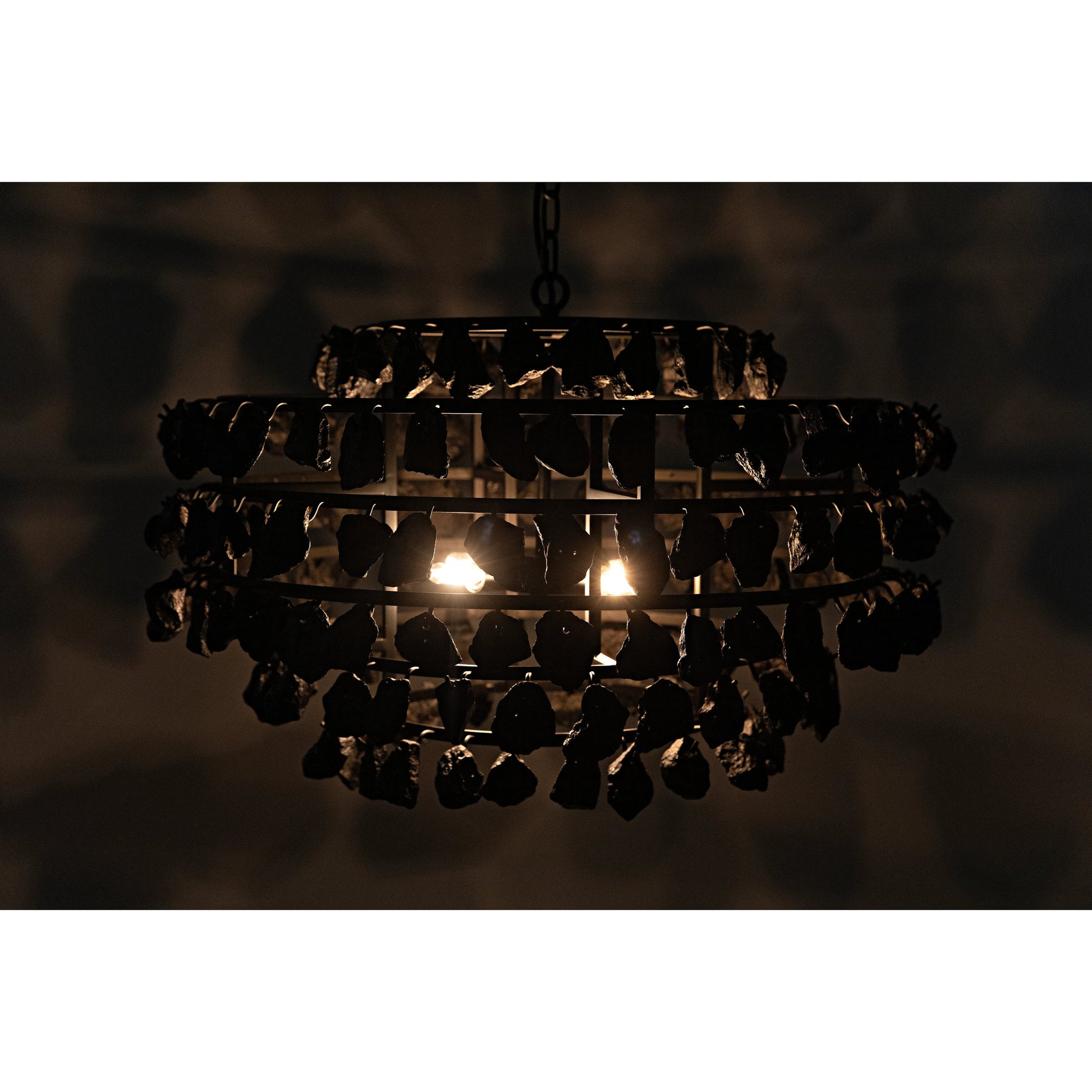 Vulcan Chandelier by Noir in black. Made from metal, rocks in a modern style.