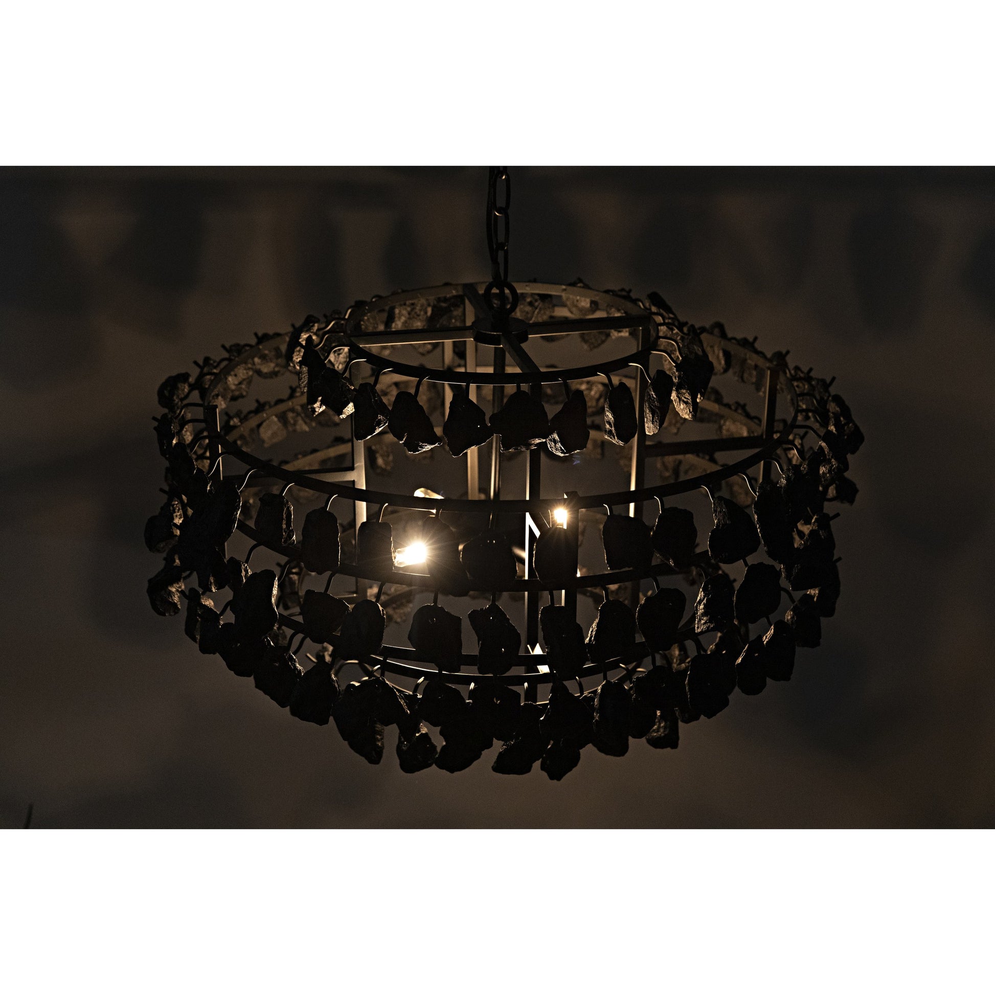 Vulcan Chandelier by Noir in black. Made from metal, rocks in a modern style.