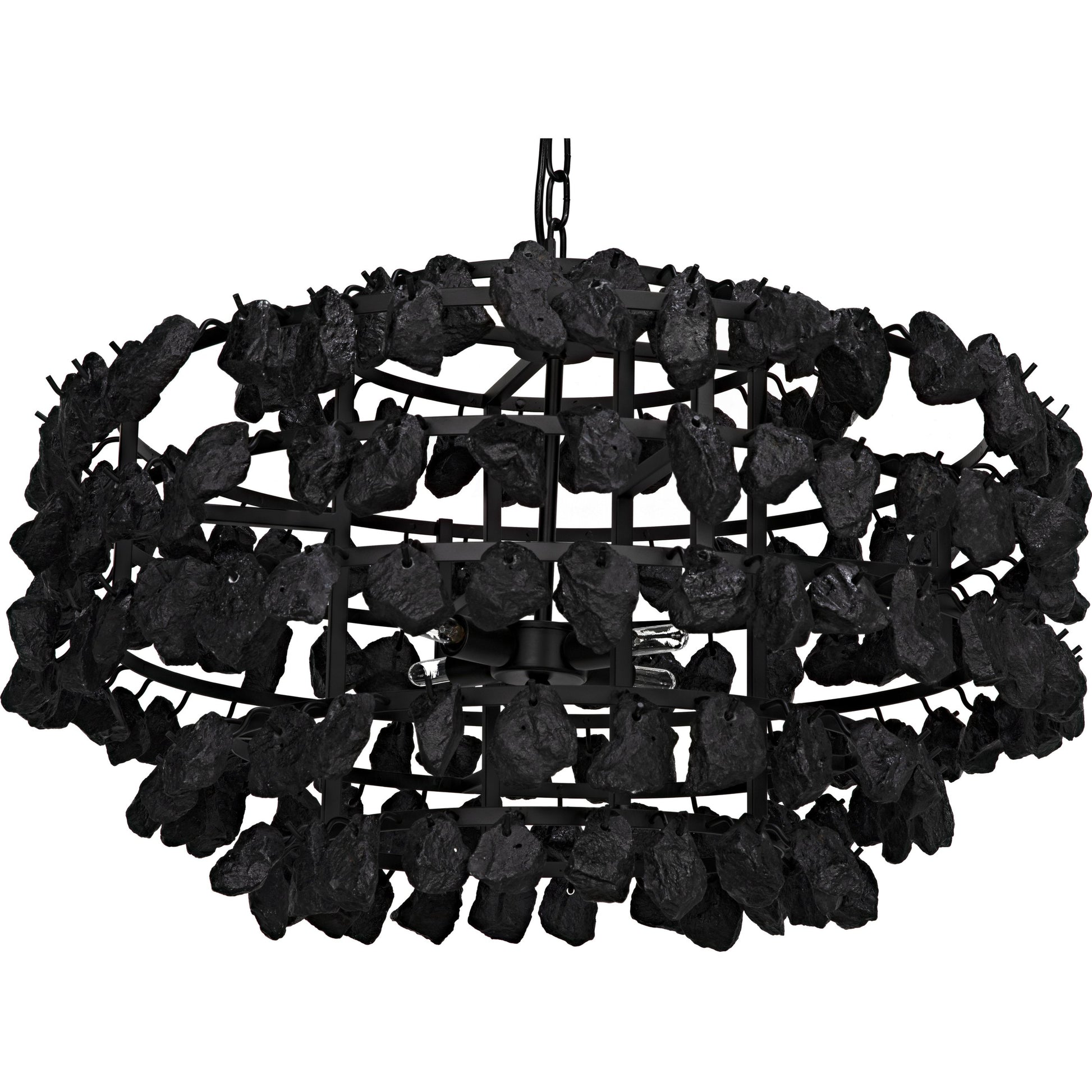 Vulcan Chandelier by Noir in black. Made from metal, rocks in a modern style.