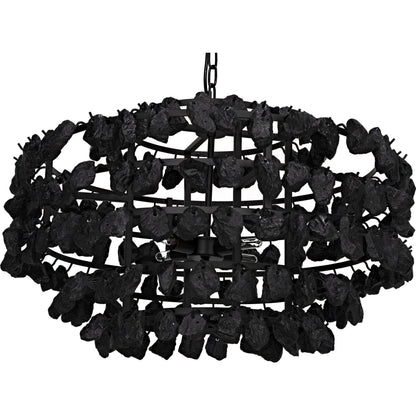 Vulcan Chandelier by Noir in black. Made from metal, rocks in a modern style.