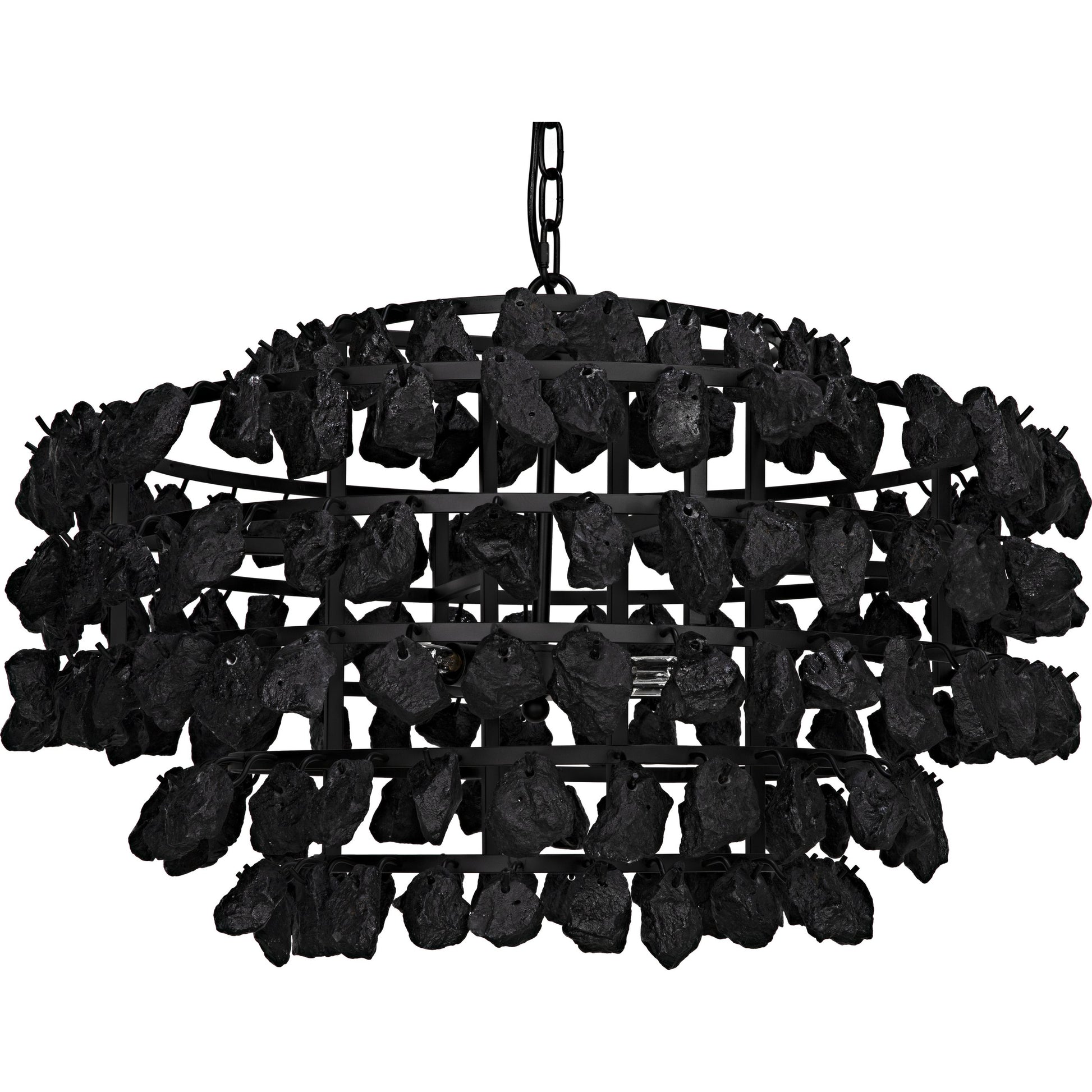 Vulcan Chandelier by Noir in black. Made from metal, rocks in a modern style.