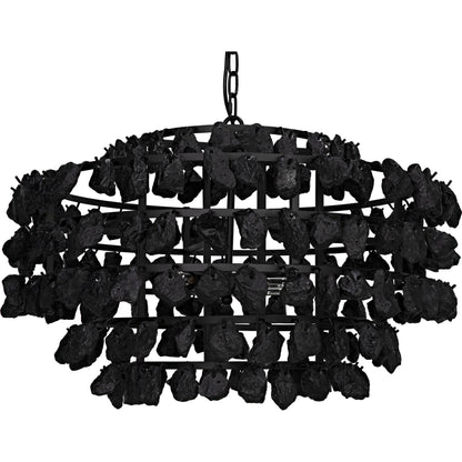 Vulcan Chandelier by Noir in black. Made from metal, rocks in a modern style.