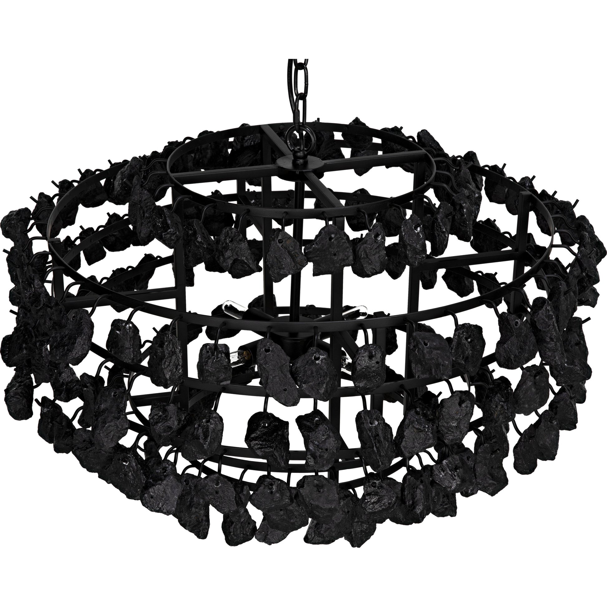 Vulcan Chandelier by Noir in black. Made from metal, rocks in a modern style.