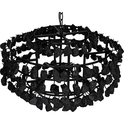 Vulcan Chandelier by Noir in black. Made from metal, rocks in a modern style.