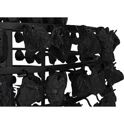 Vulcan Chandelier by Noir in black. Made from metal, rocks in a modern style.