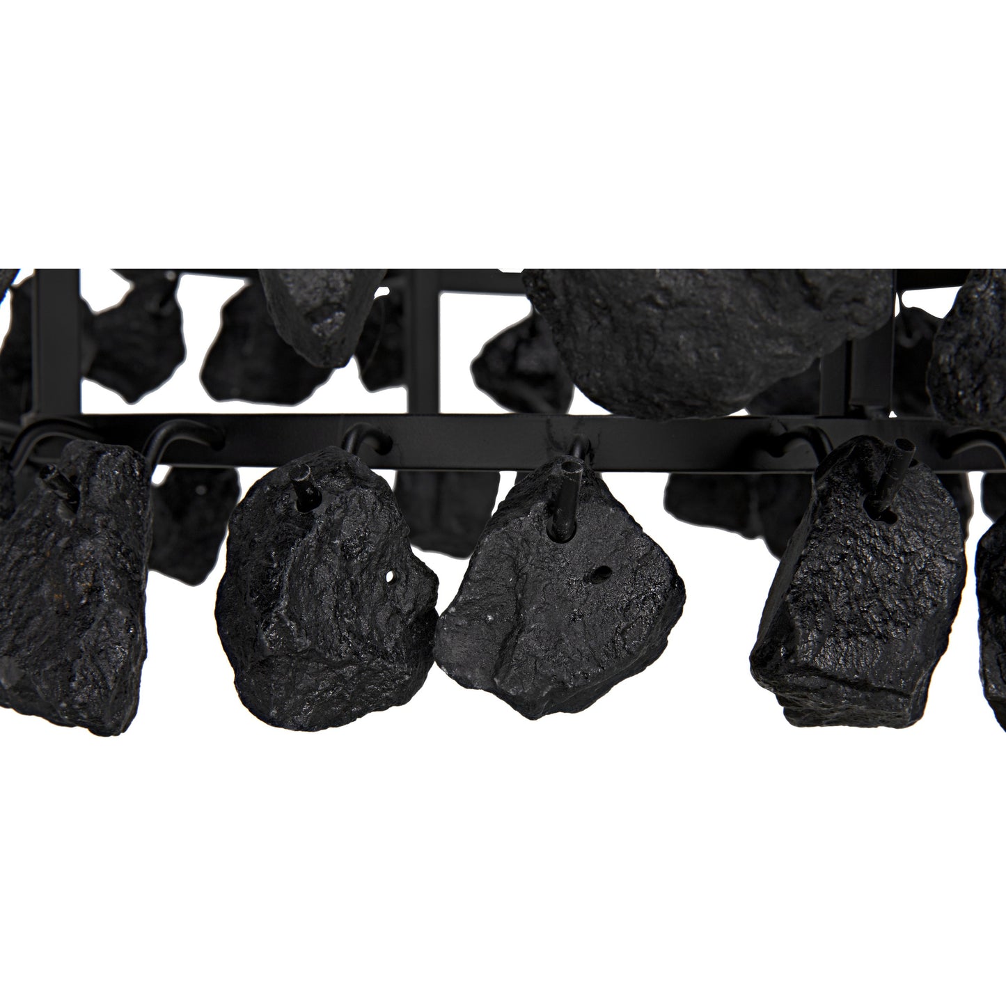 003 SI-1755567 | Closeup | Vulcan Chandelier by Noir in black. Made from metal, rocks in a modern style.